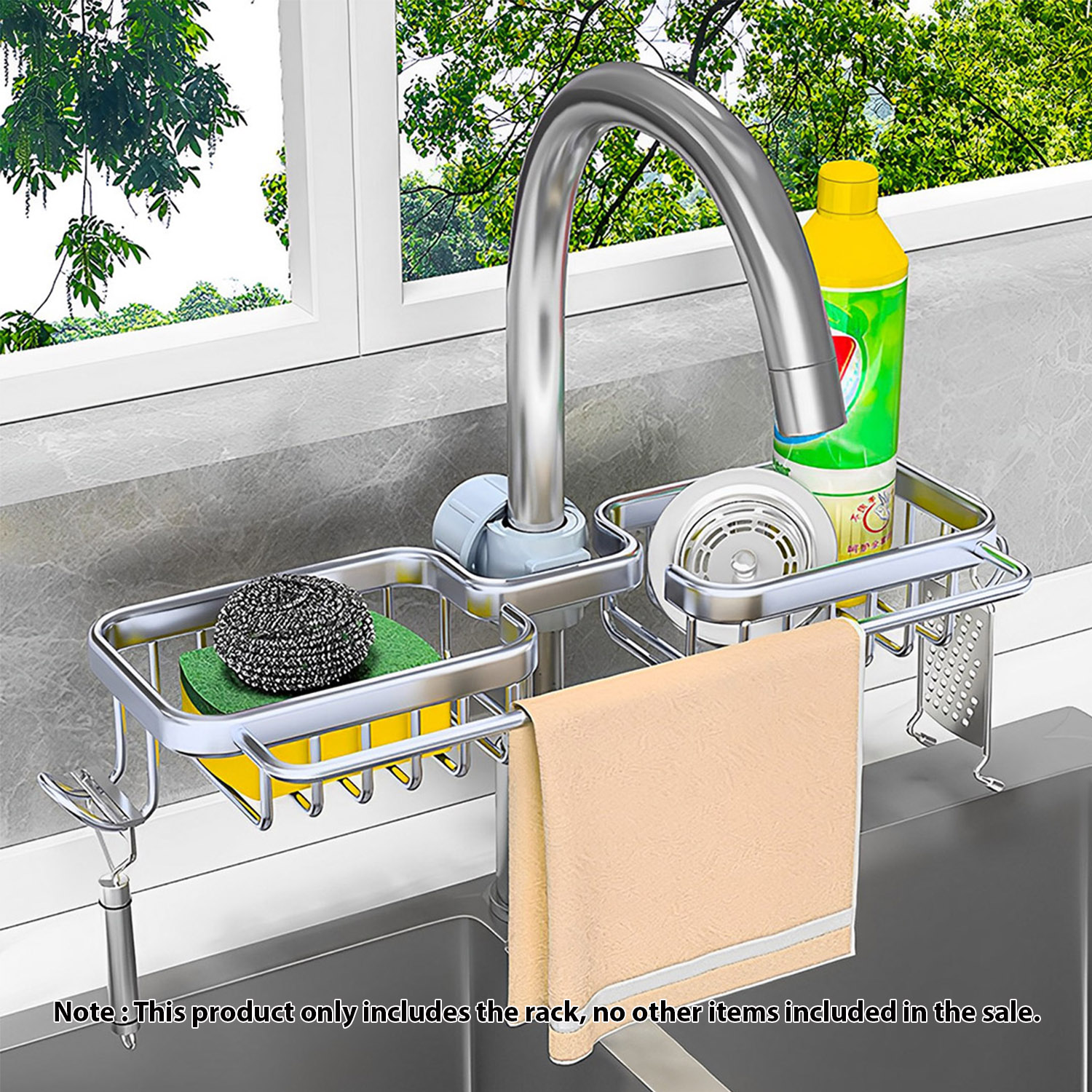 Soga 2X Silver Kitchen Sink Organiser Faucet Soap Sponge Caddy Rack Drainer With Towel Bar Holder, Home, Bathroom, Bathroom Accessories, Bathroom Storage, ,  - Nz Depot 2