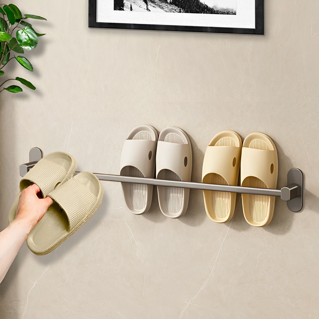 Soga 69Cm Wall-Mounted Slipper Organiser Adhesive Storage Space-Saving Wall Rack, Home &Amp; Living, Bathroom, Bathroom Accessories, Other, ,  - Nz Depot 7