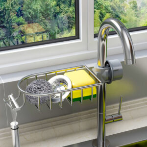 SOGA Silver Single Kitchen Sink Organiser Faucet Soap Sponge Caddy Rack Storage Drainer, Home, Bathroom, Bathroom Accessories, Bathroom Storage, ,  - NZ DEPOT 2