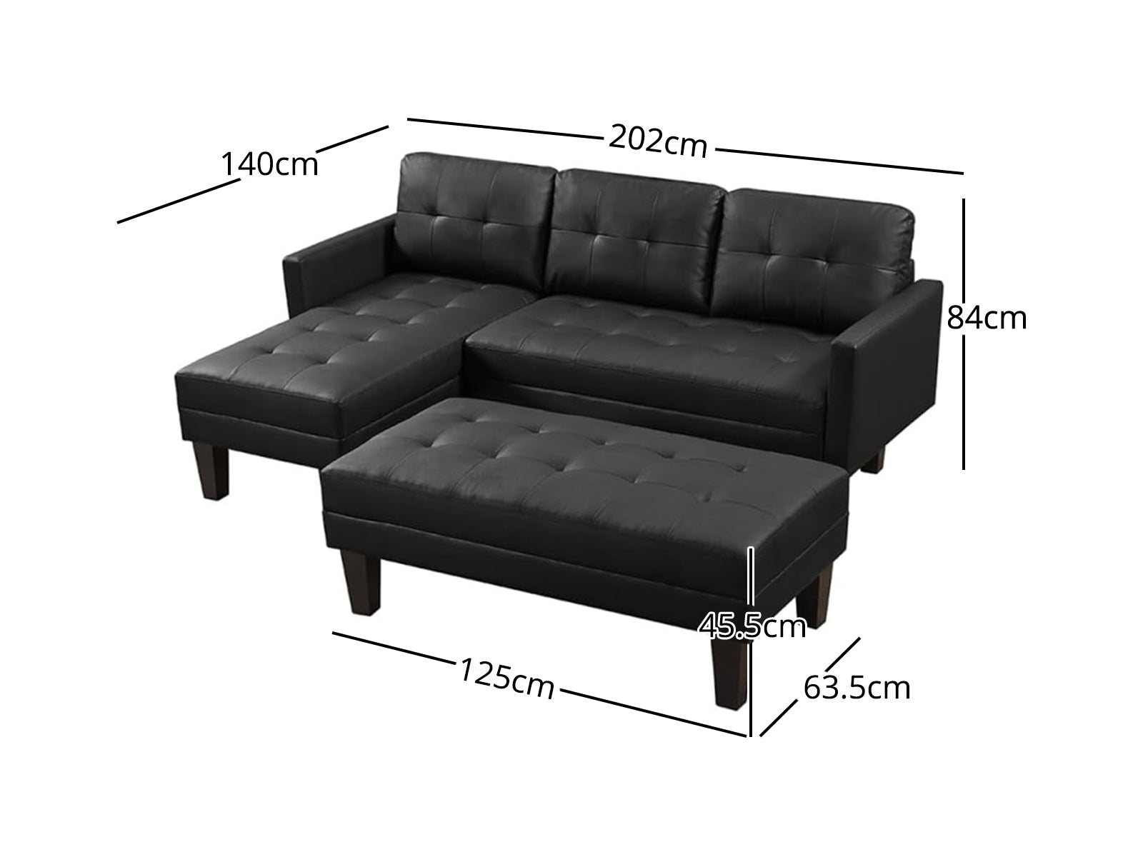 Breamar Sectional Sofa Set PU Black PR12056 Sofas Sectionals Sofa Beds NZ DEPOT 5