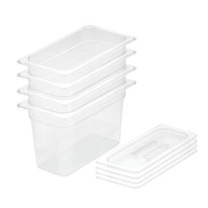 SOGA 200mm Clear Gastronorm GN Pan 1/3 Food Tray Storage Bundle of 4 with Lid, Home & Living, Kitchen & Dining, Bakeware, Baking Trays, ,  - NZ DEPOT 1