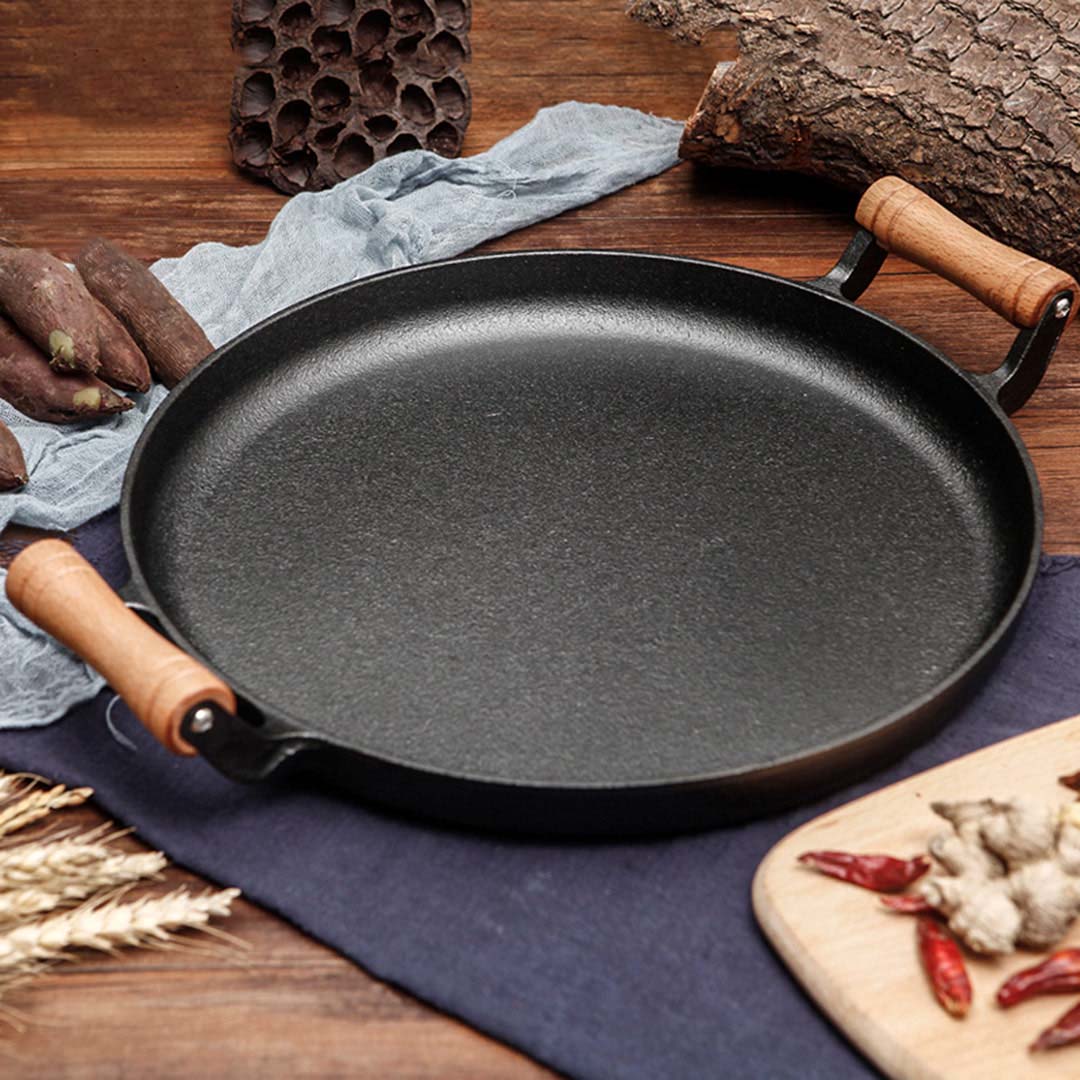 Soga 2X 35Cm Cast Iron Frying Pan Skillet Steak Sizzle Fry Platter With Wooden Handle No Lid, Home &Amp; Living, Kitchen &Amp; Dining, Cookware, Frying Pans, ,  - Nz Depot 10