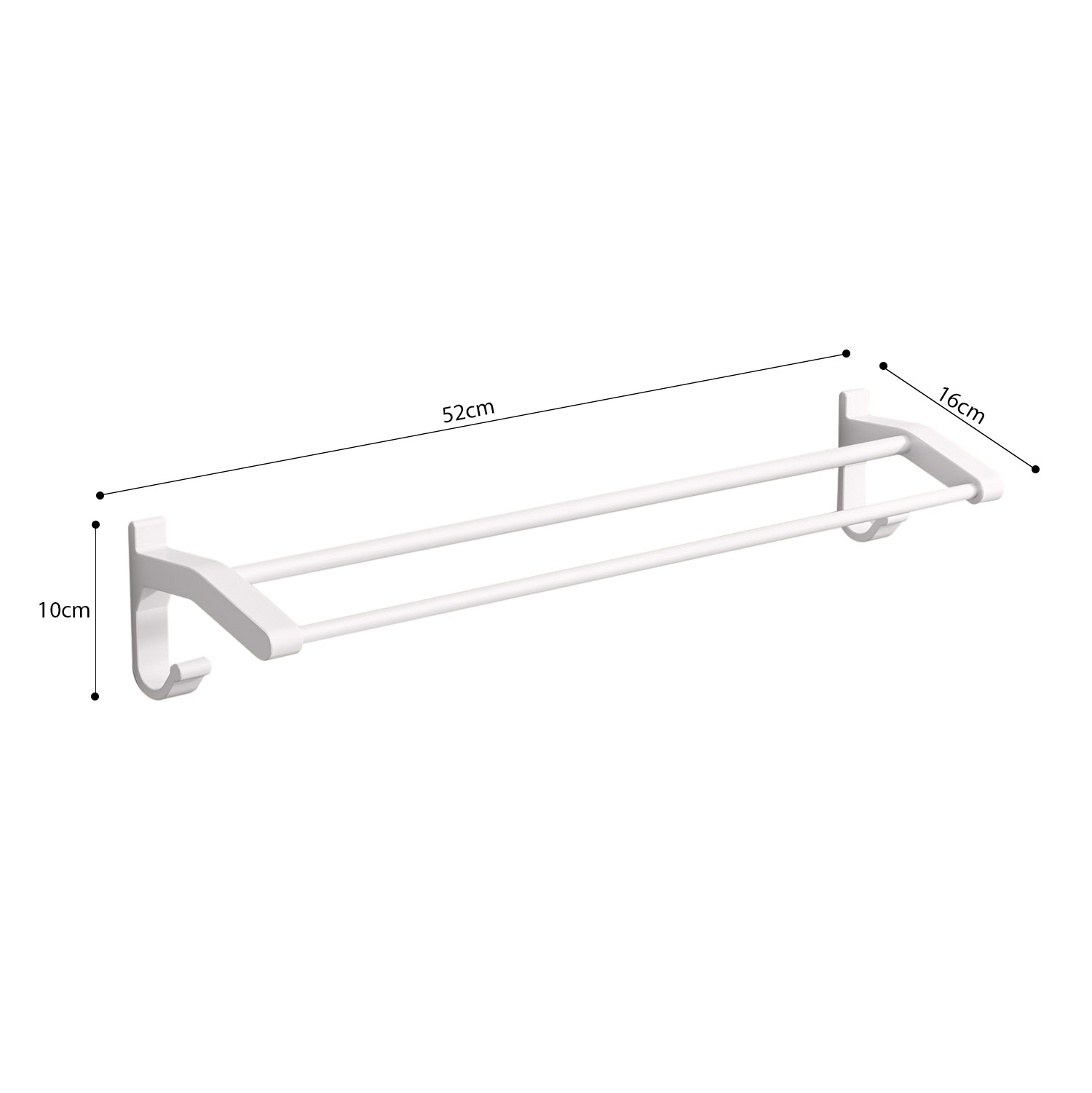 Soga 2X 52Cm White Wall-Mounted Double Pole Towel Holder Bathroom Organiser Rail Hanger With Hooks, Home, Bathroom, Bathroom Accessories, Bathroom Storage, ,  - Nz Depot 6