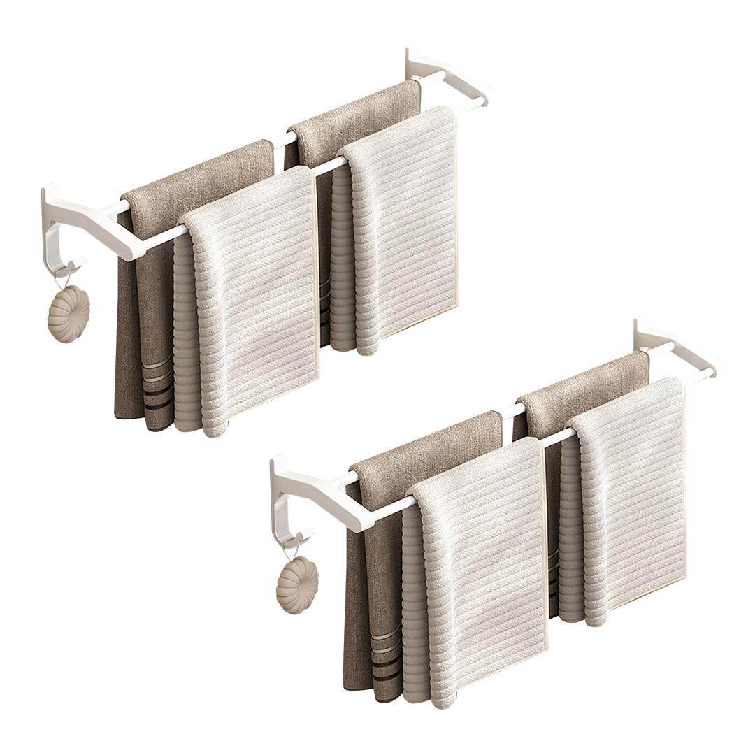 Soga 2X 52Cm White Wall-Mounted Double Pole Towel Holder Bathroom Organiser Rail Hanger With Hooks, Home, Bathroom, Bathroom Accessories, Bathroom Storage, ,  - Nz Depot 1