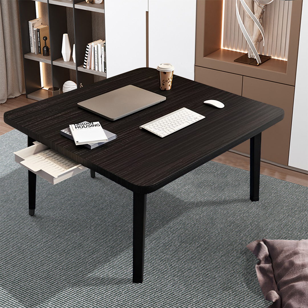 Soga 2X Black Portable Floor Table Small Square Space-Saving Mini Desk Home Decor, Desks &Amp; Computer Tables, , , , ,  - Nz Depot 2