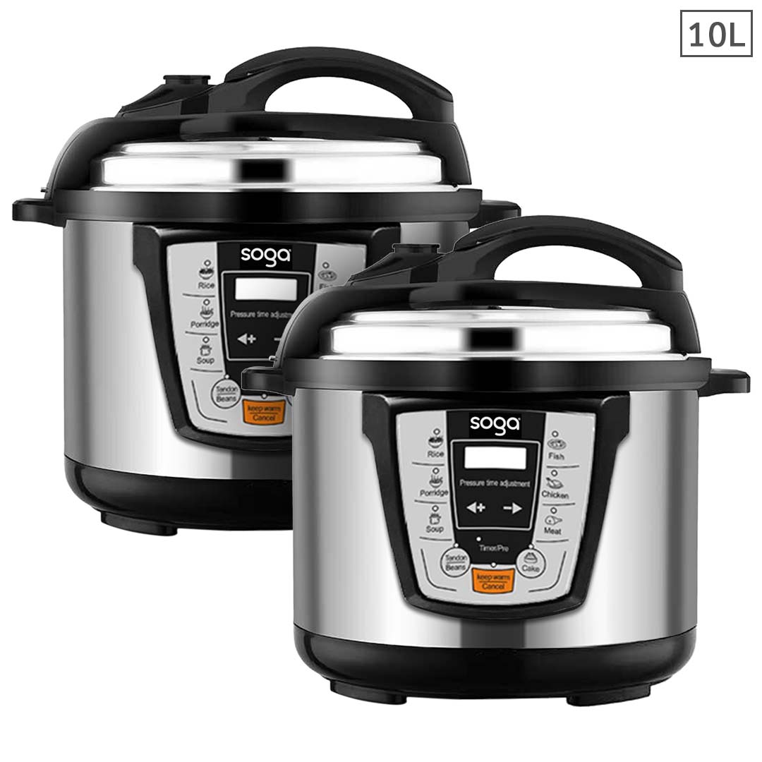 Soga 2X Electric Stainless Steel Pressure Cooker 10L 1600W Multicooker 16, Electronics &Amp; Appliances, Appliances, Small Kitchen Appliances, Benchtop Cooking, Slow Cookers &Amp; Pressure Cookers,  - Nz Depot 1