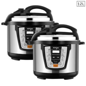 SOGA 2X Electric Stainless Steel Pressure Cooker 12L 1600W Multicooker 16, Electronics & Appliances, Appliances, Small Kitchen Appliances, Benchtop Cooking, Slow Cookers & Pressure Cookers,  - NZ DEPOT 1