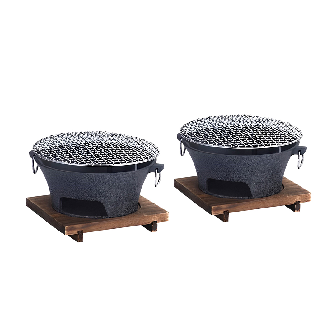 Soga 2X Large Cast Iron Round Stove Charcoal Table Net Grill Japanese Style Bbq Picnic Camping With Wooden Board, Home &Amp; Living, Outdoor Living, Barbecues, Barbecues, Freestanding,  - Nz Depot 1