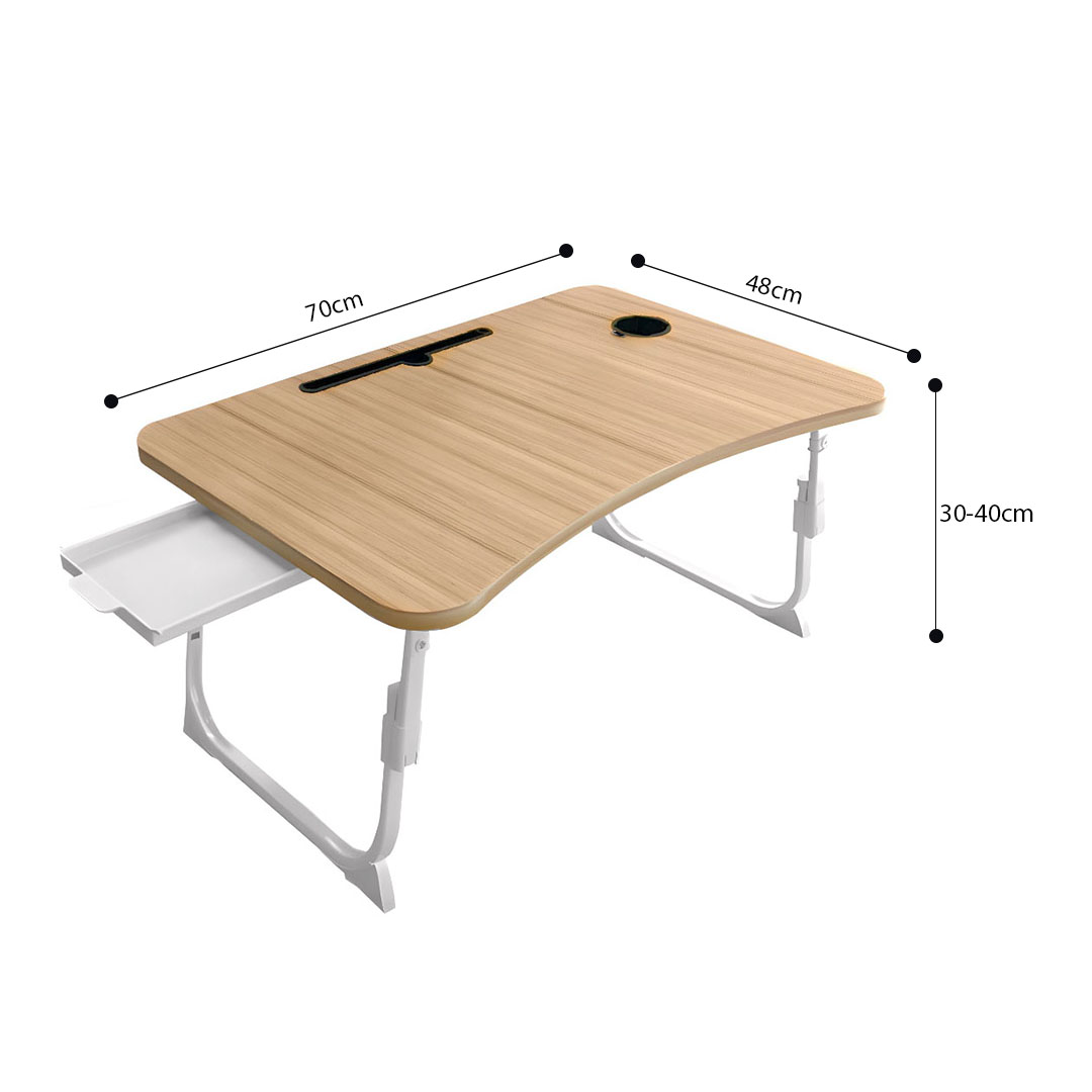 Soga 2X Oak Portable Bed Table Adjustable Folding Mini Desk Stand With Cup-Holder Home Decor, Desks &Amp; Computer Tables, , , , ,  - Nz Depot 5