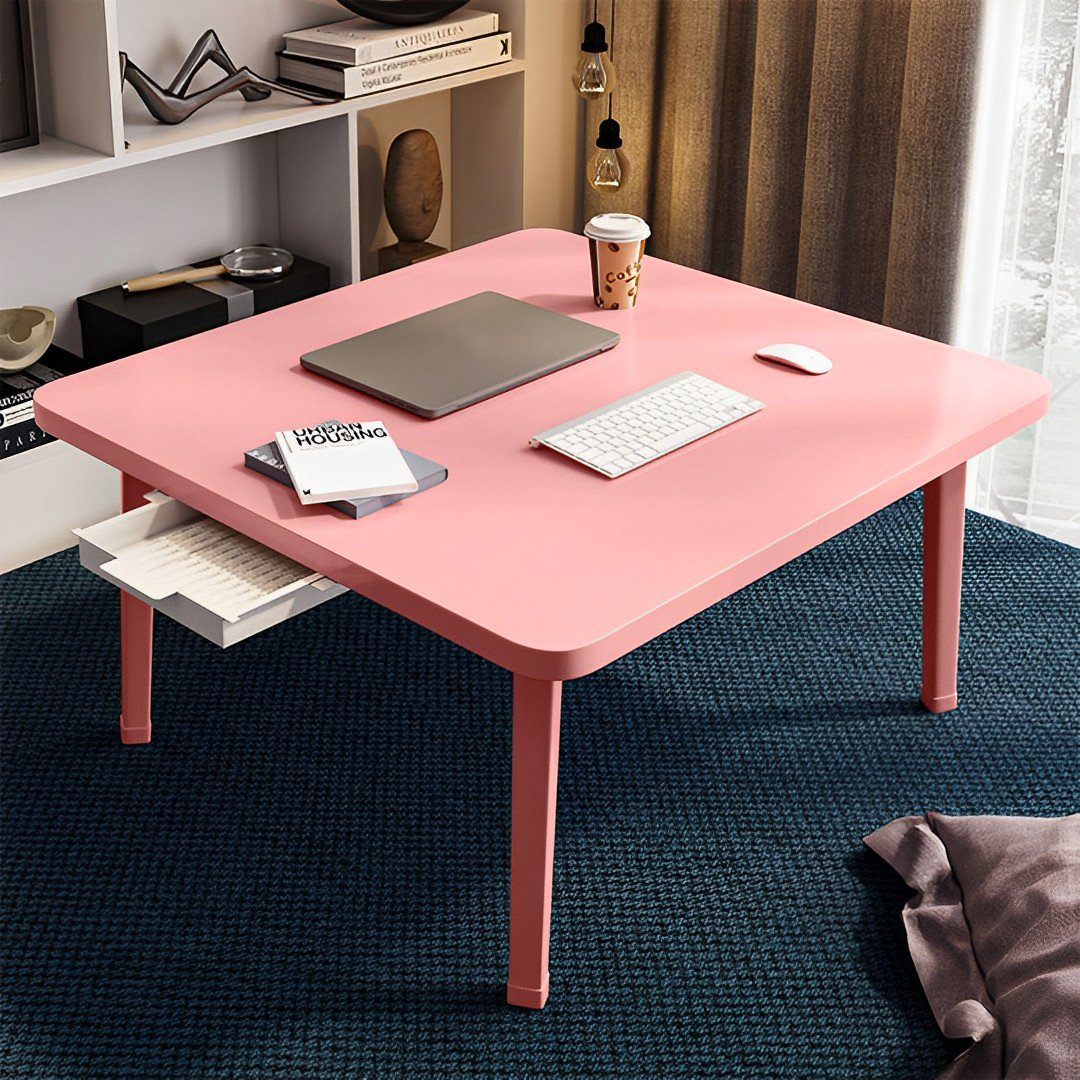 Soga 2X Pink Portable Floor Table Small Square Space-Saving Mini Desk Home Decor, Desks &Amp; Computer Tables, , , , ,  - Nz Depot 2