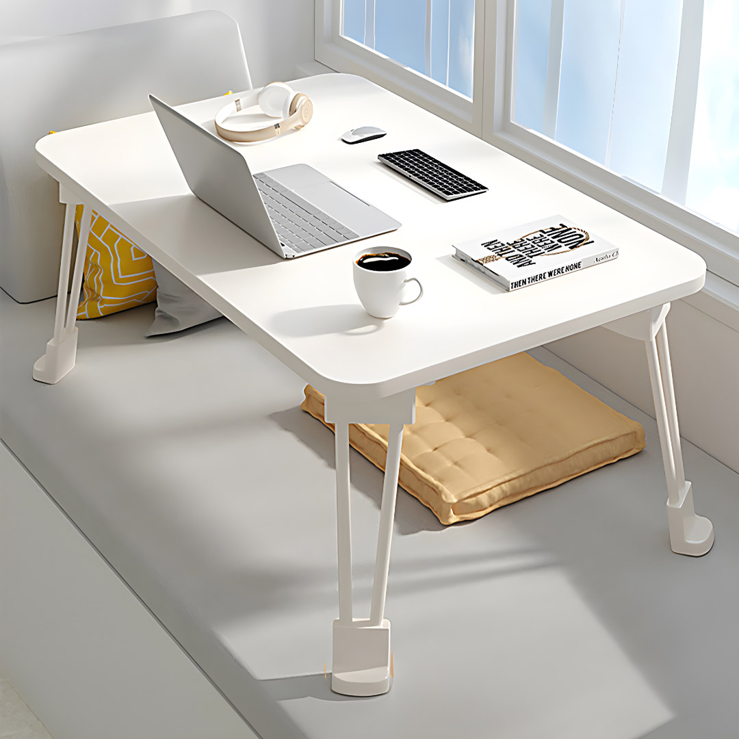 Soga 2X White Portable Bed Table Adjustable Folding Mini Desk With Cup-Holder Home Decor, Desks &Amp; Computer Tables, , , , ,  - Nz Depot 2