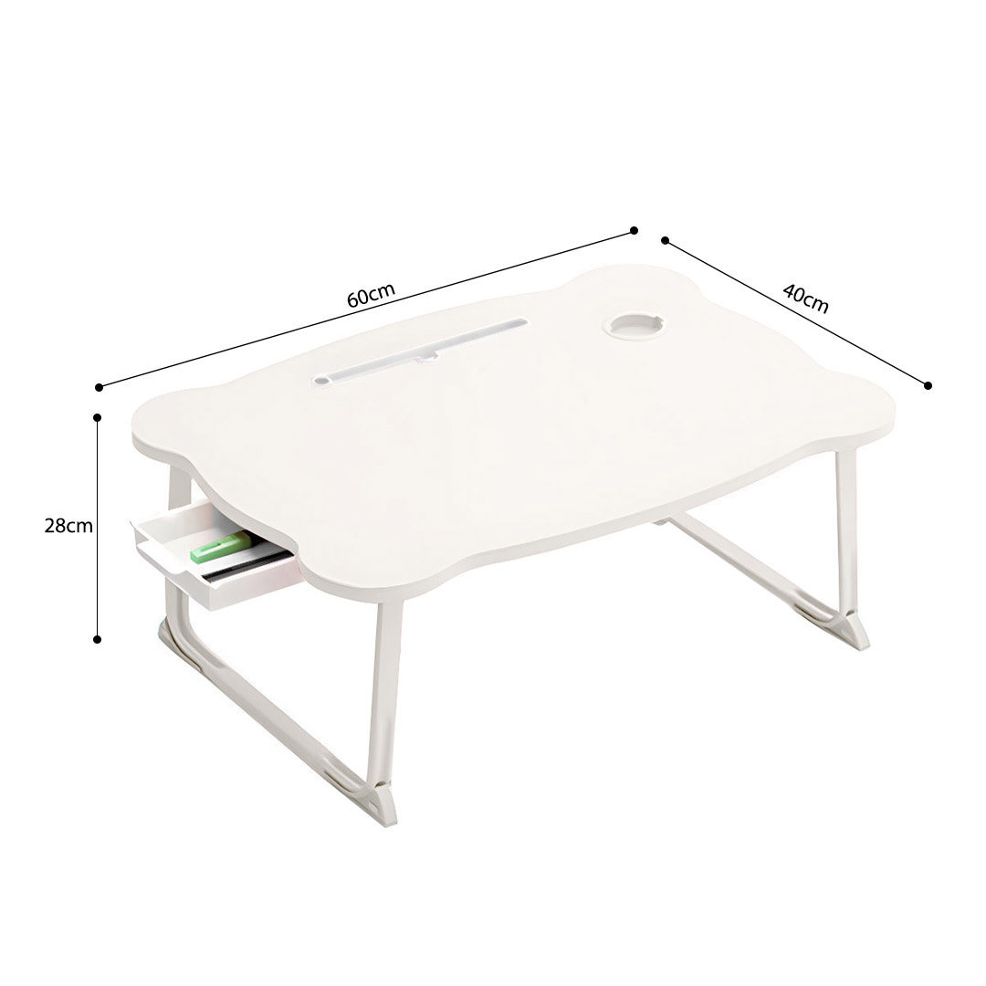 Soga 2X White Portable Bed Table Adjustable Folding Mini Desk With Mini Drawer And Cup-Holder Home Decor, Desks &Amp; Computer Tables, , , , ,  - Nz Depot 7