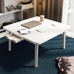 SOGA 2X White Portable Floor Table Small Square Space-Saving Mini Desk Home Decor, Desks & Computer Tables, , , , ,  - NZ DEPOT 2