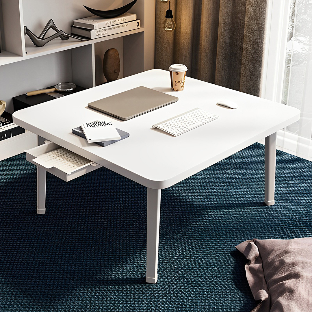 Soga 2X White Portable Floor Table Small Square Space-Saving Mini Desk Home Decor, Desks &Amp; Computer Tables, , , , ,  - Nz Depot 2