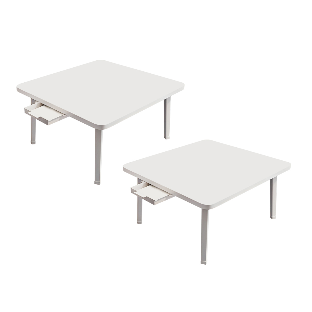 Soga 2X White Portable Floor Table Small Square Space-Saving Mini Desk Home Decor, Desks &Amp; Computer Tables, , , , ,  - Nz Depot 1