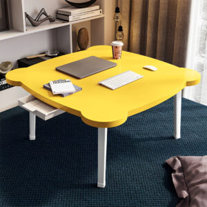 SOGA 2X Yellow Minimalist Cat Ear Portable Floor Table Small Space-Saving Mini Desk Home Decor, Desks & Computer Tables, , , , ,  - NZ DEPOT 2