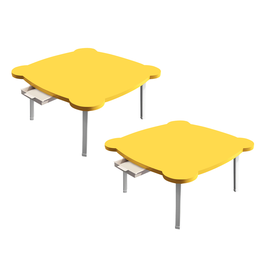 SOGA 2X Yellow Minimalist Cat Ear Portable Floor Table Small Space-Saving Mini Desk Home Decor, Desks & Computer Tables, , , , ,  - NZ DEPOT 1