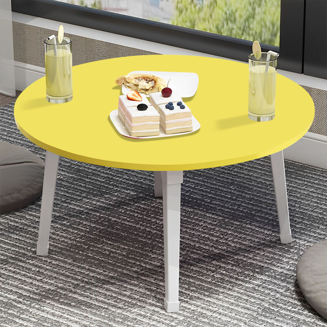 Soga 2X Yellow Portable Floor Table Small Round Space-Saving Mini Desk Home Decor, Desks &Amp; Computer Tables, , , , ,  - Nz Depot 2