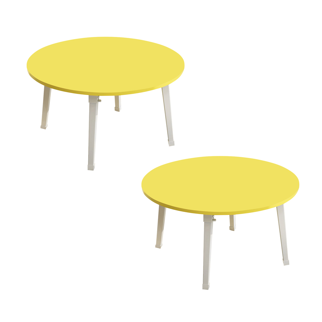 Soga 2X Yellow Portable Floor Table Small Round Space-Saving Mini Desk Home Decor, Desks &Amp; Computer Tables, , , , ,  - Nz Depot 1