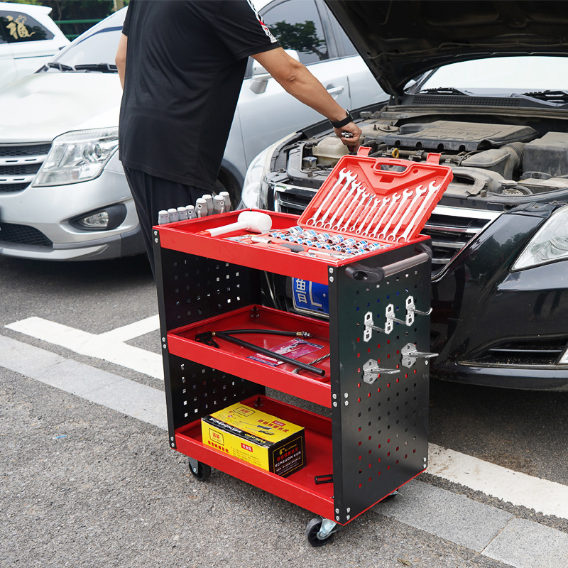 Soga 3 Tier Tool Storage Cart Portable Service Utility Heavy Duty Mobile Trolley With Hooks Red, Garden, Tools &Amp; Hardware, Garage Storage &Amp; Organisation, Tool Organisers, , ,  - Nz Depot 2