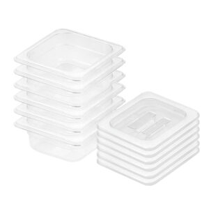 SOGA 65mm Clear Gastronorm GN Pan 1/6 Food Tray Storage Bundle of 6 with Lid, Home & Living, Kitchen & Dining, Bakeware, Baking Trays, ,  - NZ DEPOT 1