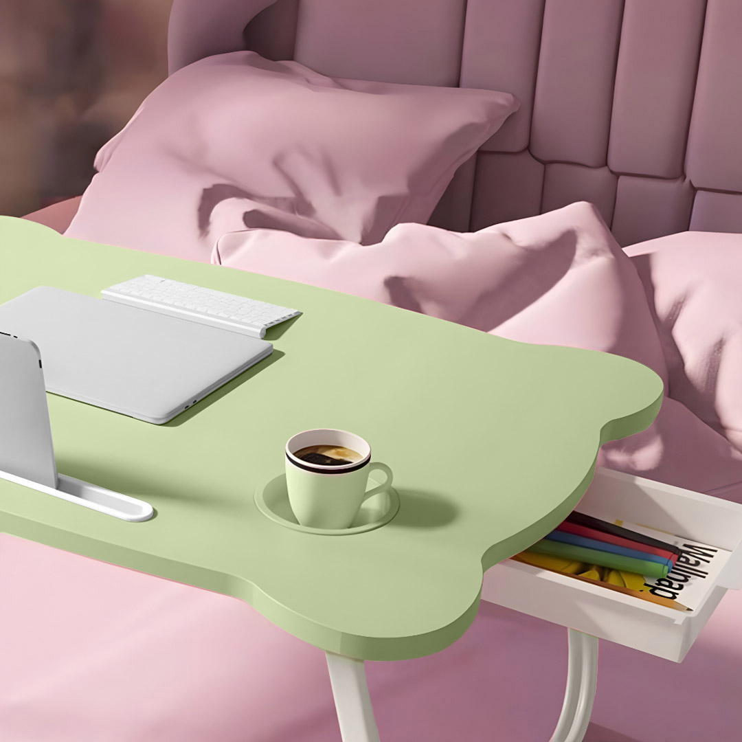 SOGA Green Portable Bed Table Adjustable Folding Mini Desk With Mini Drawer and Cup-Holder Home Decor, Desks & Computer Tables, , , , ,  - NZ DEPOT 5