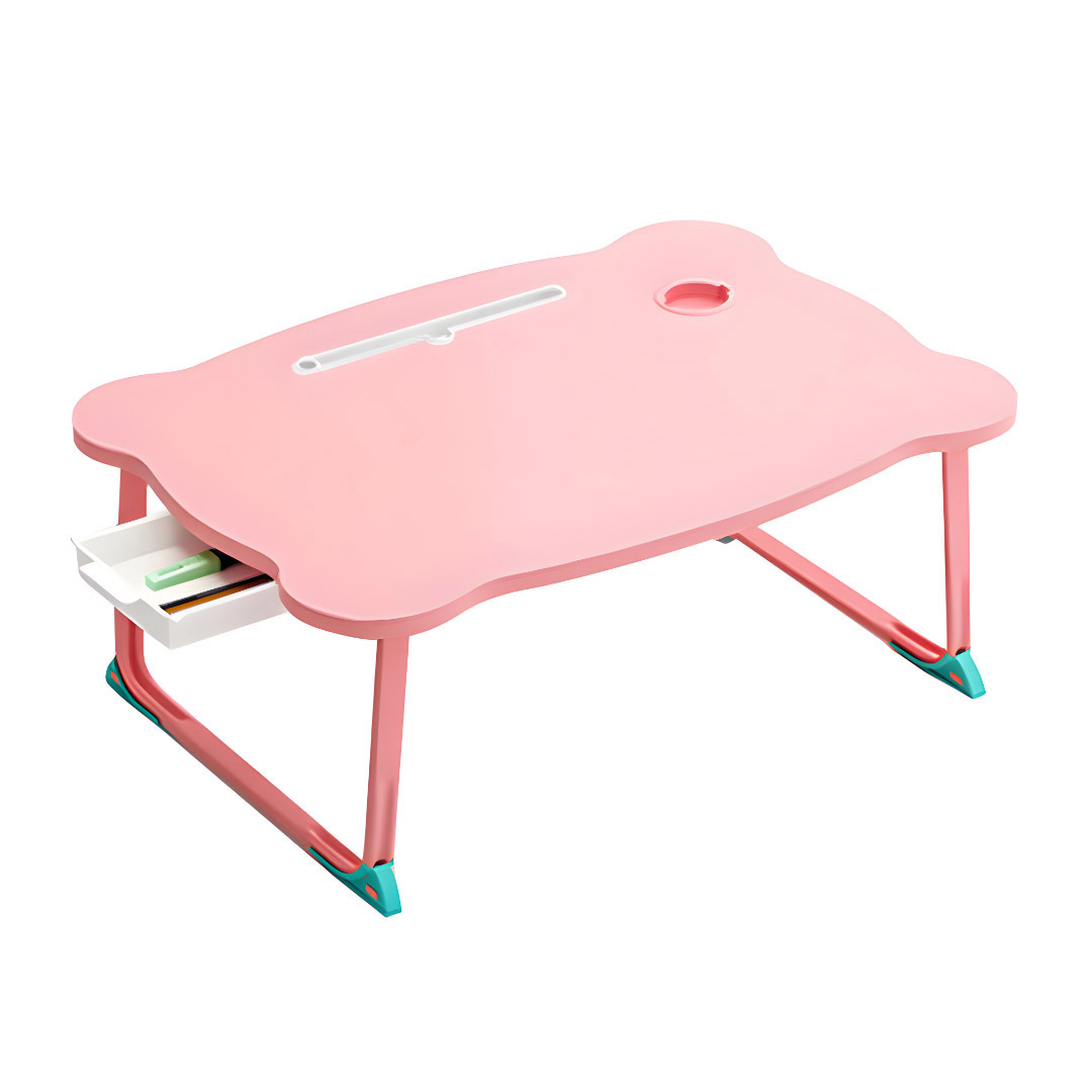 Soga Pink Portable Bed Table Adjustable Folding Mini Desk With Mini Drawer And Cup-Holder Home Decor, Desks &Amp; Computer Tables, , , , ,  - Nz Depot 1