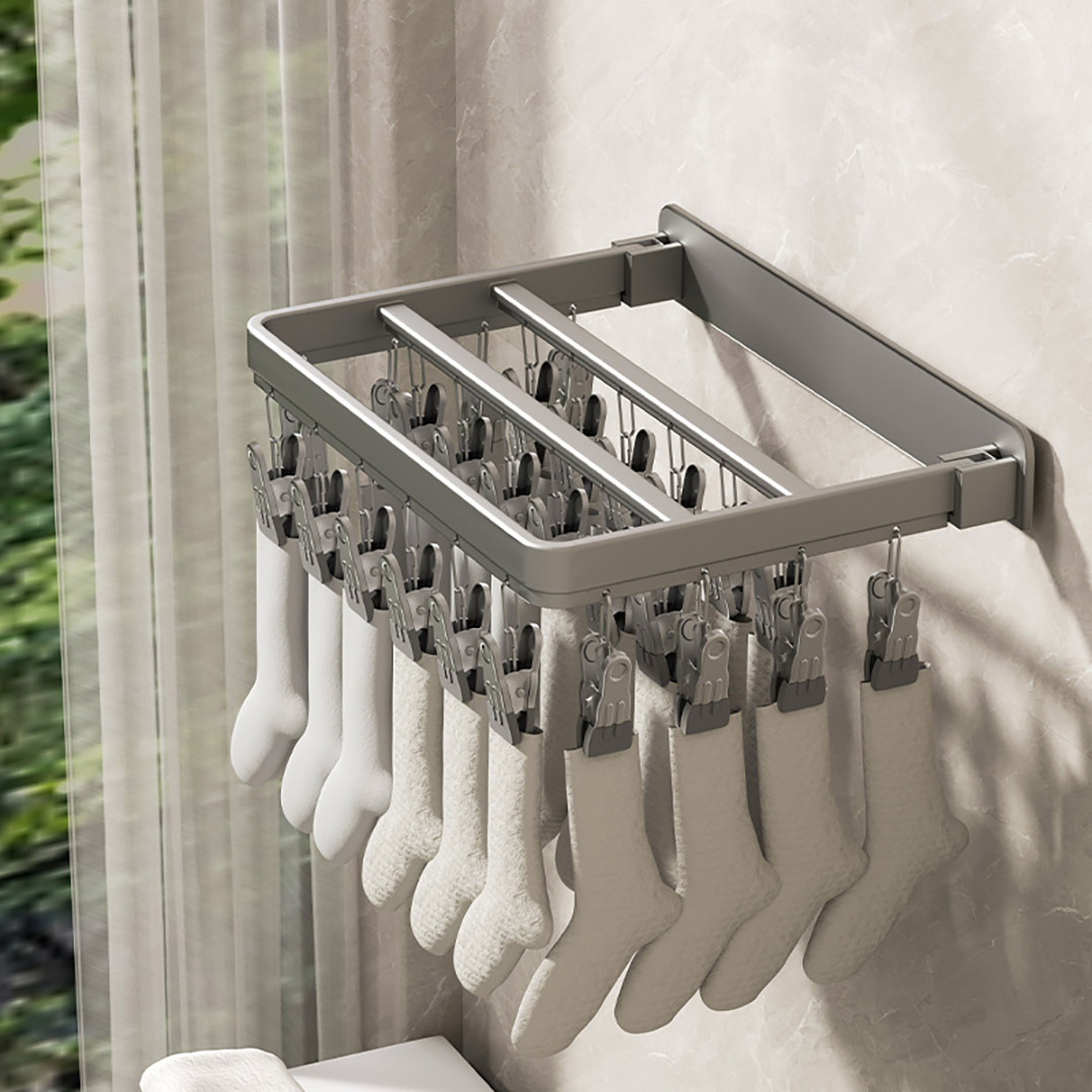 SOGA Wall-Mounted Clothes Hanger Multi-Clamp Laundry Drying Wall Rack, Home & Living, Bathroom, Bathroom Accessories, Other, ,  - NZ DEPOT 3