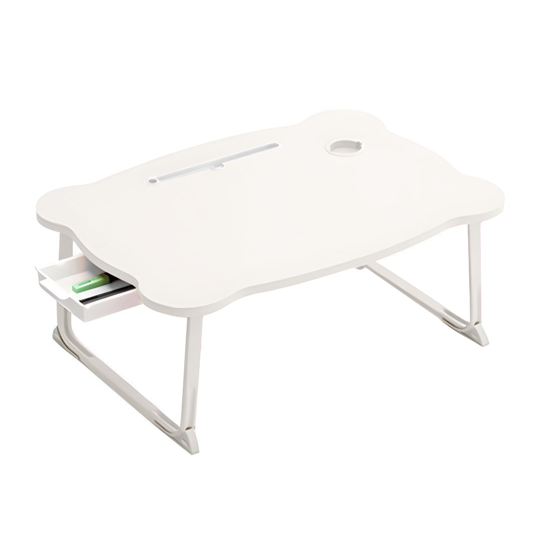 Soga White Portable Bed Table Adjustable Folding Mini Desk With Mini Drawer And Cup-Holder Home Decor, Desks &Amp; Computer Tables, , , , ,  - Nz Depot 1