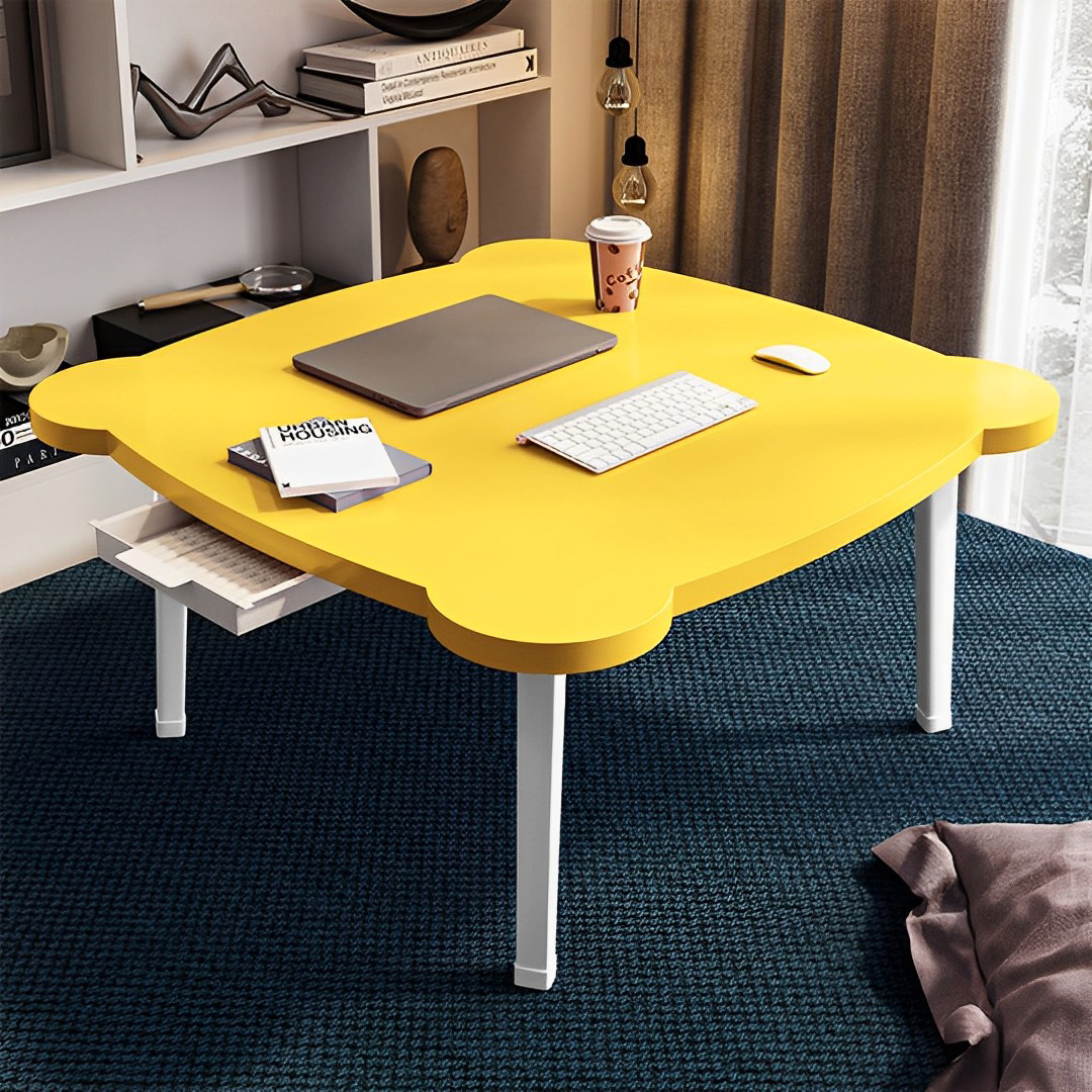 Soga Yellow Minimalist Cat Ear Portable Floor Table Small Space-Saving Mini Desk Home Decor, Desks &Amp; Computer Tables, , , , ,  - Nz Depot 2