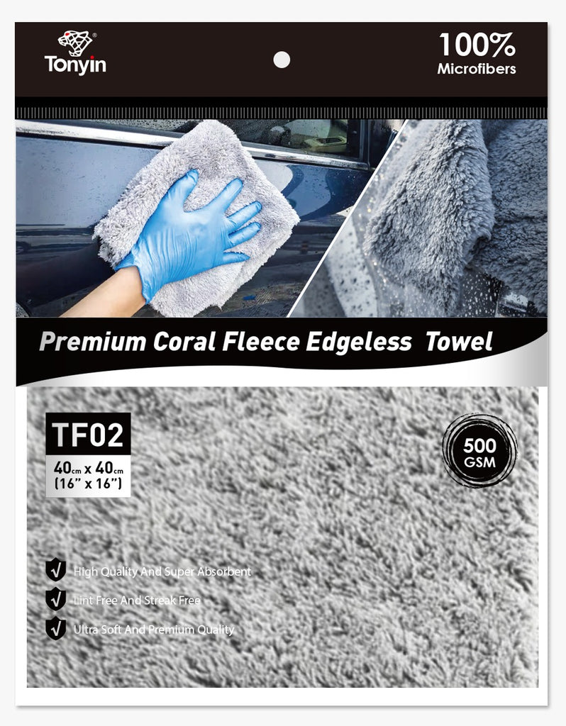 TONYIN GENERAL PURPOSE CORAL FLEECE MICROFIBRE TOWEL 500GSM (LASER CUT SEAMLESS) - NZ DEPOT