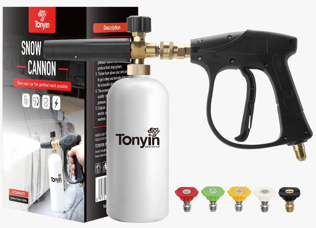 TONYIN SNOW FOAM CANNON (WITH SPRAY GUN AND PRESSURE WASHER NOZZLES) - NZ DEPOT