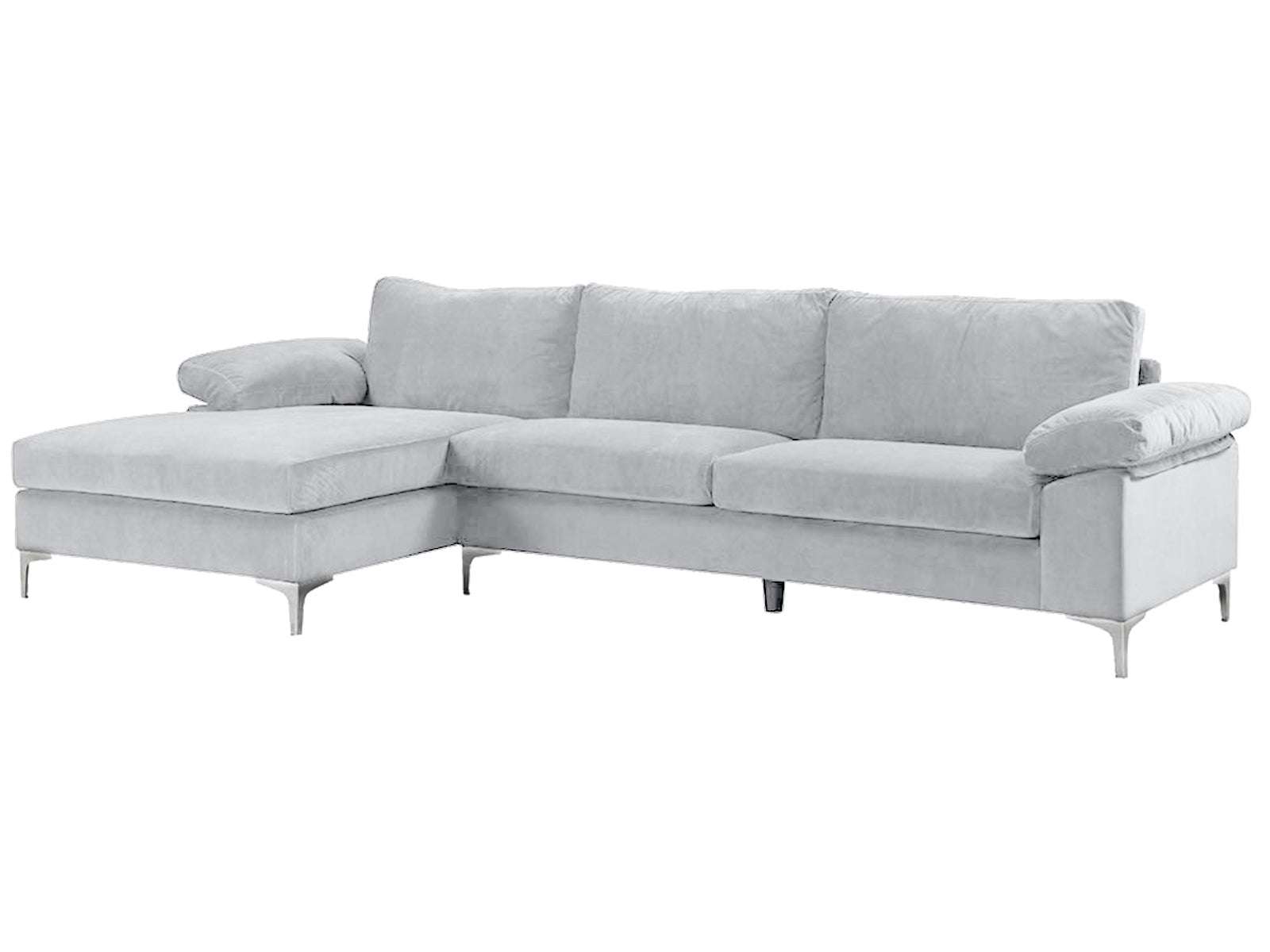 Ds New Ronni Sectional Sofa With Left Chaise Velvet Grey