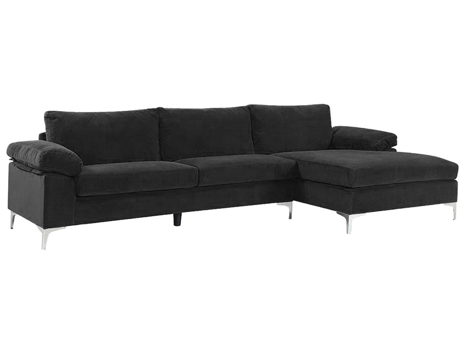 Ds New Ronni Sectional Sofa With Right Chaise Velvet Black