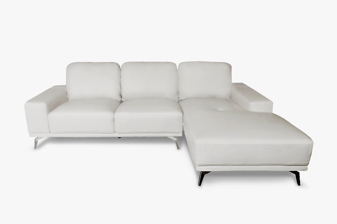 T Genuine Leather Sofa With Chaise Beige