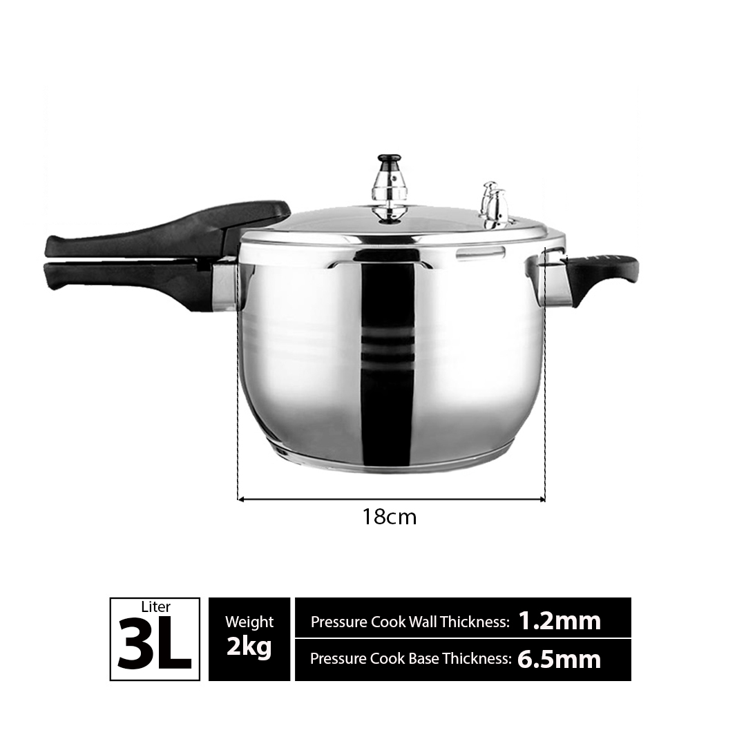 2X 3L Commercial Grade Stainless Steel Pressure Cooker NZ DEPOT 6