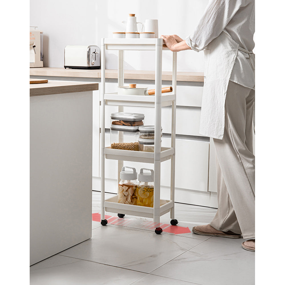 DS BS 4 Tier Wide Slide Out Trolley Rack Shelf Organizer PR666566448 Kitchen Trolley NZ DEPOT 4