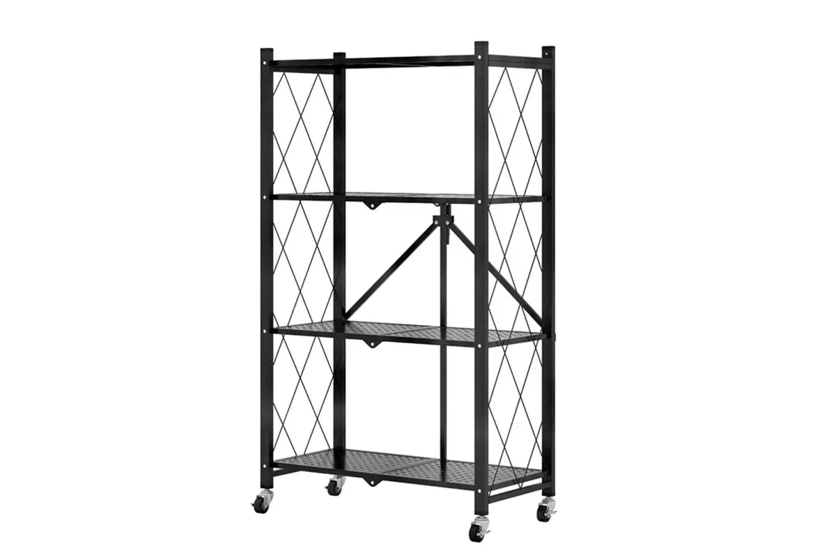 DS BS Foldable 4 Tier Kitchen Trolley Shelving Unit with Wheels