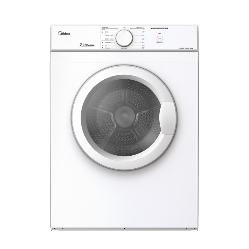 Midea 7Kg Rear Venting Dryer Machine Wall Mounted Or Free-Standing - White Color - Dryers - Mds70-Vr072/A04-Au-1 - Nz Depot