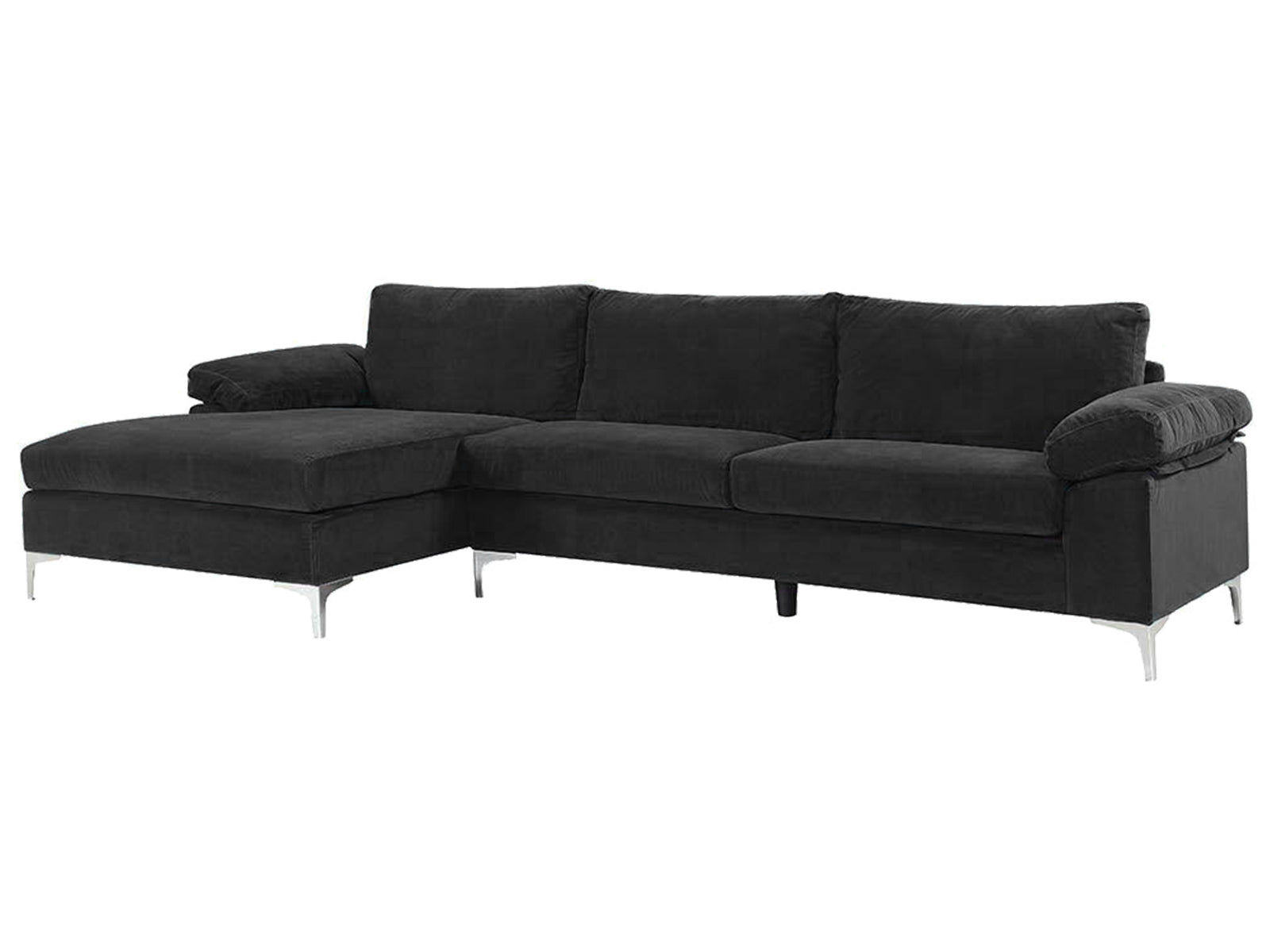 Ds New Ronni Sectional Sofa With Left Chaise Velvet Black