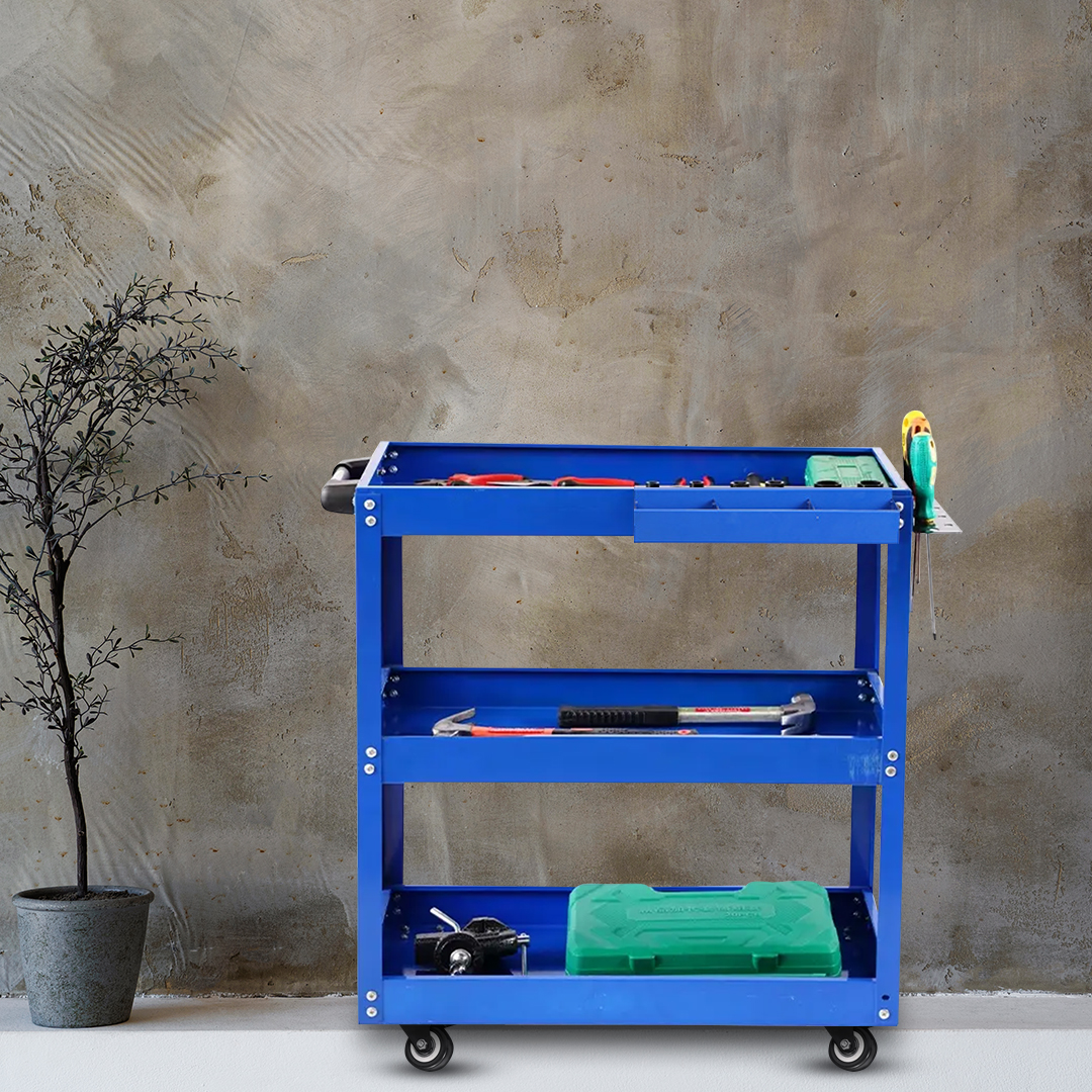 SOGA 2X 3 Tier Tool Storage Cart Portable Service Utility Heavy Duty Mobile Trolley Blue, Garden, Tools & Hardware, Garage Storage & Organisation, Tool Organisers, , ,  - NZ DEPOT 5