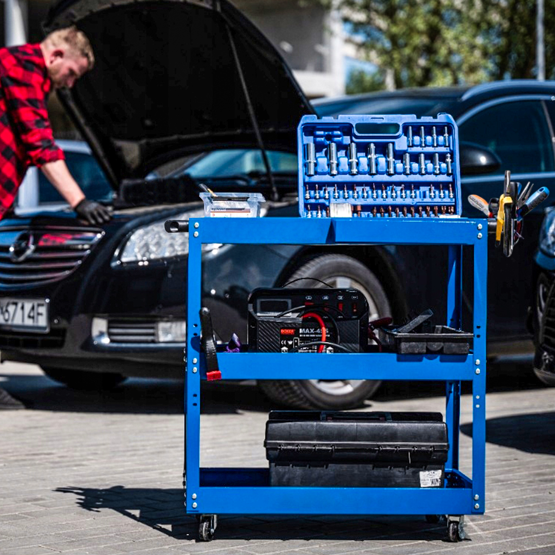 SOGA 2X 3 Tier Tool Storage Cart Portable Service Utility Heavy Duty Mobile Trolley Blue, Garden, Tools & Hardware, Garage Storage & Organisation, Tool Organisers, , ,  - NZ DEPOT 6