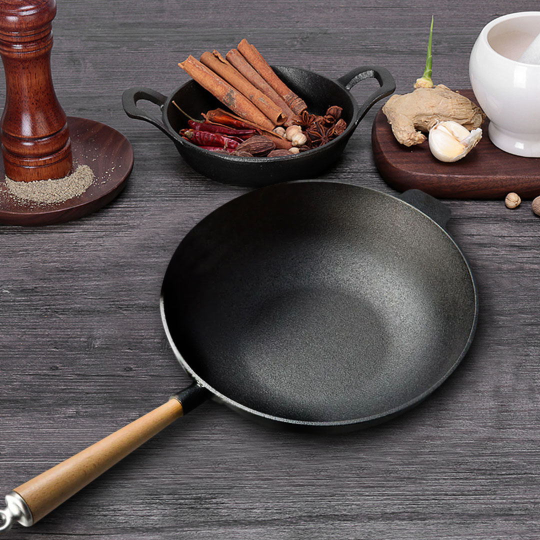 Soga 2X 31Cm Commercial Cast Iron Wok Frypan Fry Pan, Home &Amp; Living, Kitchen &Amp; Dining, Cookware, Frying Pans, ,  - Nz Depot 2