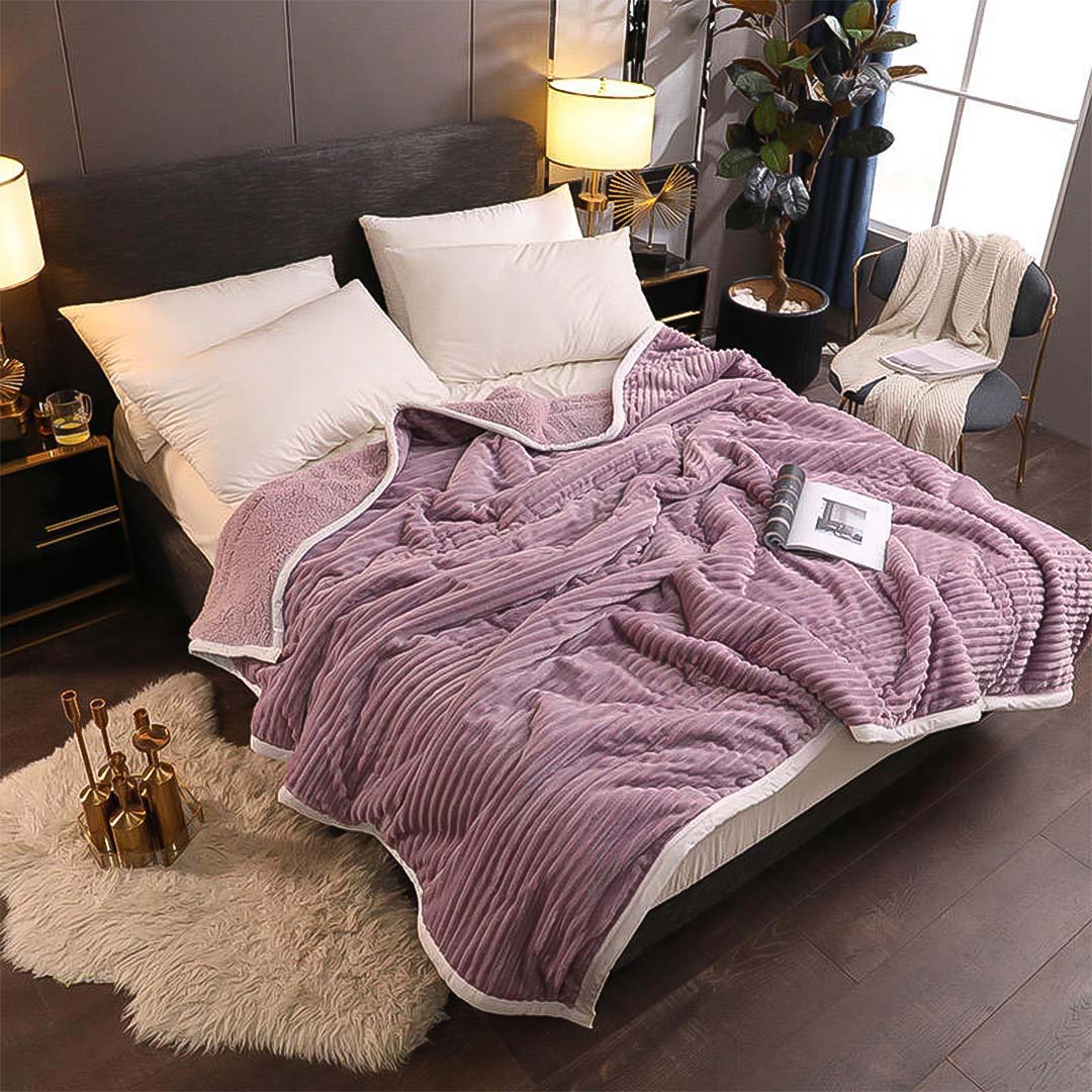 Soga 2X Throw Blanket Warm Cozy Double Sided Thick Flannel Coverlet Fleece Bed Sofa Comforter Purple, Home, Bed Linen, Throws And Blankets, Blankets, ,  - Nz Depot 2