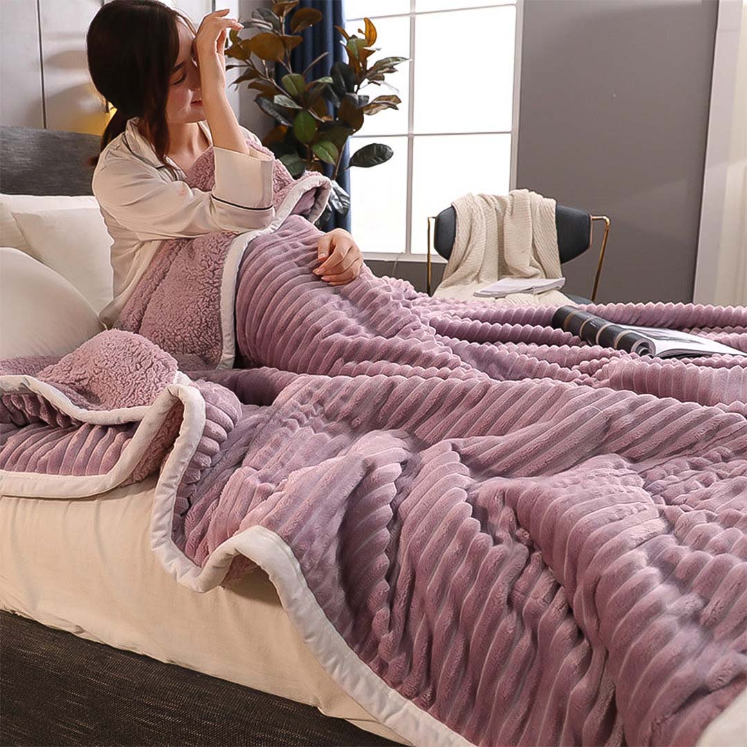 Soga 2X Throw Blanket Warm Cozy Double Sided Thick Flannel Coverlet Fleece Bed Sofa Comforter Purple, Home, Bed Linen, Throws And Blankets, Blankets, ,  - Nz Depot 3