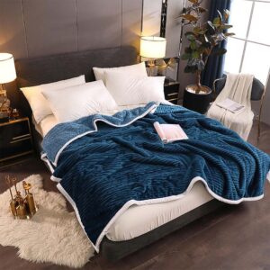 SOGA Throw Blanket Warm Cozy Double Sided Thick Flannel Coverlet Fleece Bed Sofa Comforter Dark Blue, Home, Bed Linen, Throws And Blankets, Blankets, ,  - NZ DEPOT 2