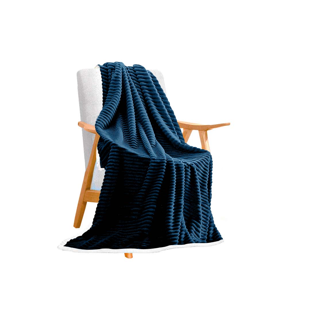 Soga Throw Blanket Warm Cozy Double Sided Thick Flannel Coverlet Fleece Bed Sofa Comforter Dark Blue, Home, Bed Linen, Throws And Blankets, Blankets, ,  - Nz Depot 1