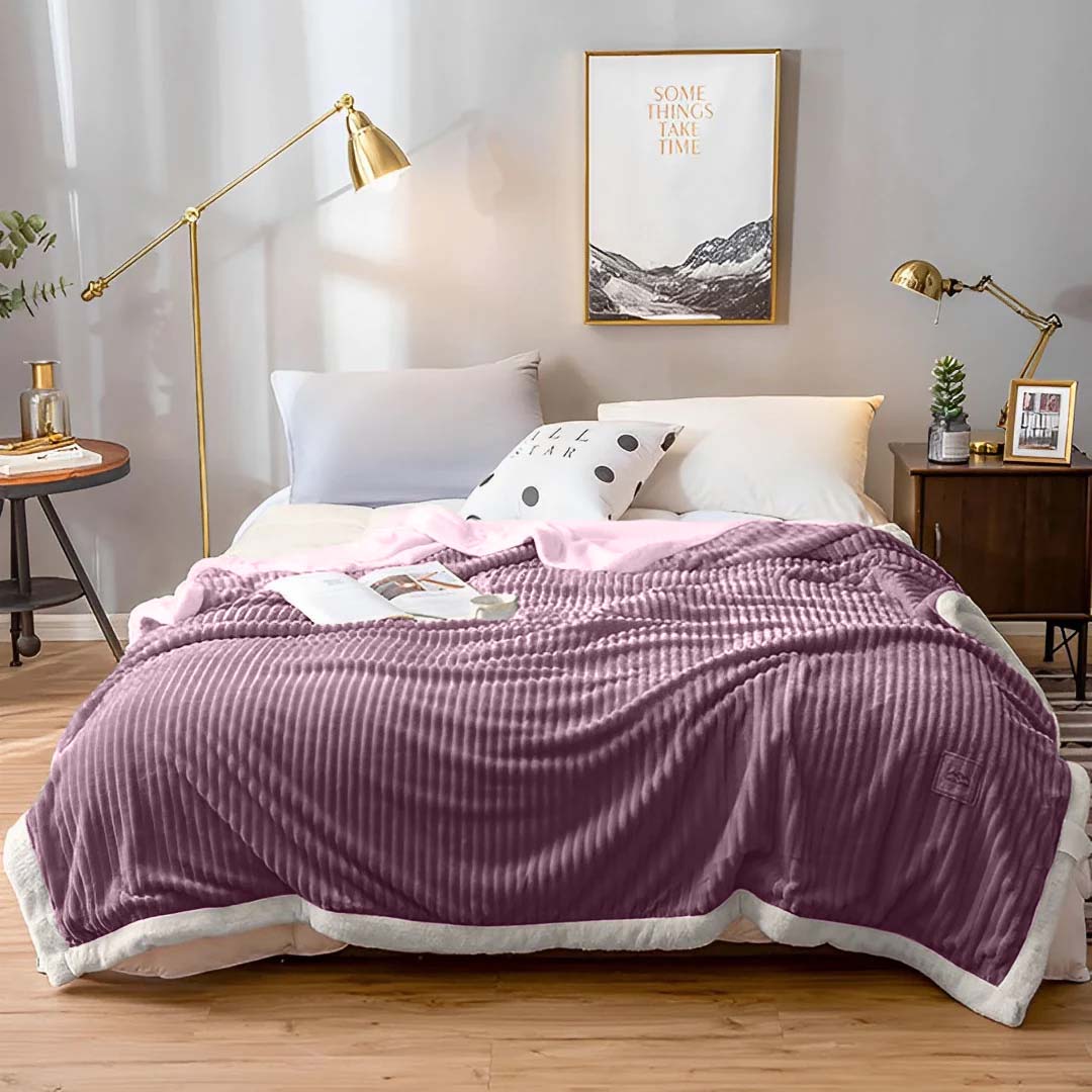 Soga Throw Blanket Warm Cozy Double Sided Thick Flannel Coverlet Fleece Bed Sofa Comforter Purple, Home, Bed Linen, Throws And Blankets, Blankets, ,  - Nz Depot 4