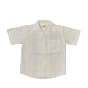 3068-W Blouse SS Pleated Revere Collar - White - 14 - Miltan Uniform Range