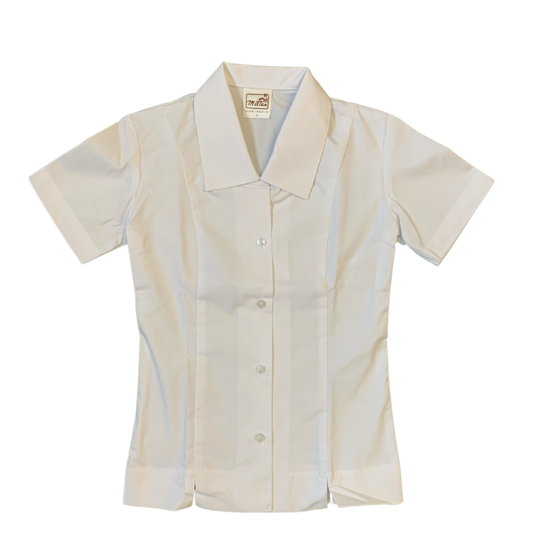 3070-W Shaped Blouse Ss Drop Collar - White - 14 - Miltan Uniform Range